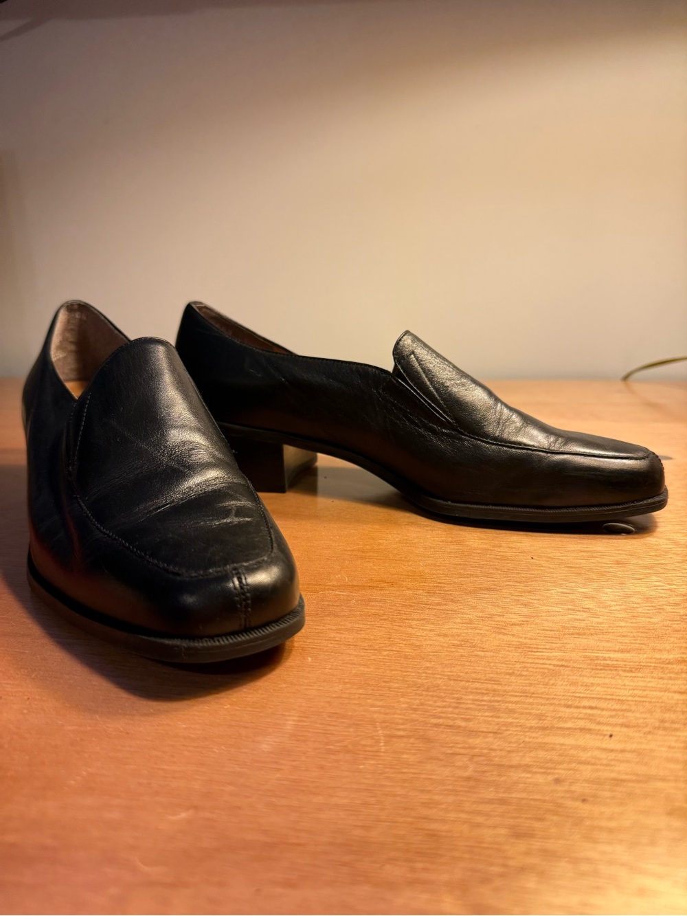 Naturalizer Black Leather Slip On Loafer Size 10 Narrow